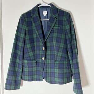 J. Crew Factory Green and Blue Plaid Blazer